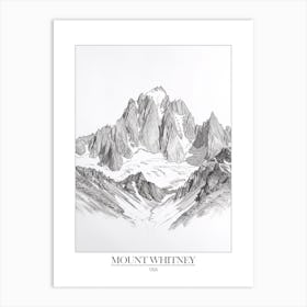 Mount Whitney Usa Line Drawing 1 Poster Art Print