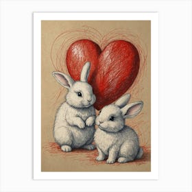 Valentine Bunnies Art Print