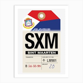 Sint Maarten (SXM) Vintage Airline Luggage Tag Art Print