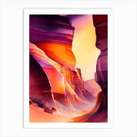 The Antelope Canyon Watercolour 3 Art Print