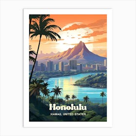 Honolulu Hawaii Waikiki Travel Art Art Print