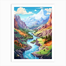 Plateau River Basins Cartoon 2 Art Print