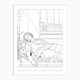 Line Art Inspired By The Death Of Marat 10 Art Print