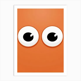 Orange Face With Big Eyes Art Print