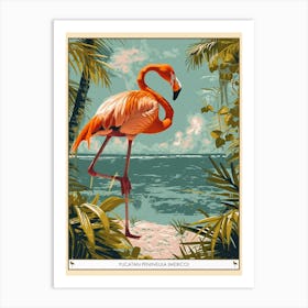 Greater Flamingo Yucatn Peninsula Mexico Tropical Illustration 1 Poster Art Print