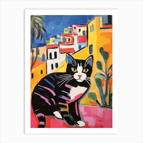 Painting Of A Cat In Lisbon Portugal 3 Art Print