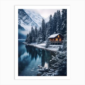 Cabin By The Lake Art Print