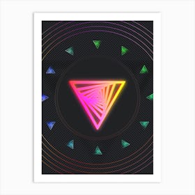 Neon Geometric Glyph in Pink and Yellow Circle Array on Black n.0148 Art Print