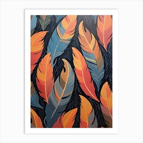 Bird Pattern Linocut Style 2 Art Print
