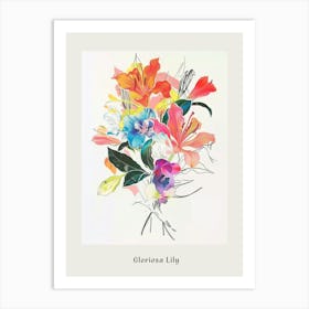 Gloriosa Lily 1 Collage Flower Bouquet Poster Art Print