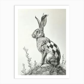 Checkered Giant Rabbit Drawing 2 Art Print