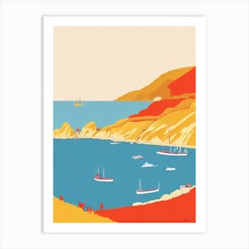 Lulworth Cove Beach Dorset Midcentury Art Print