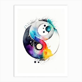 Ying Yang 2 Symbol Watercolour Art Print