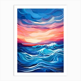 Ocean Waves At Sunset 3 Art Print