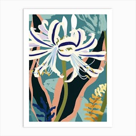 Colourful Flower Illustration Agapanthus 4 Art Print