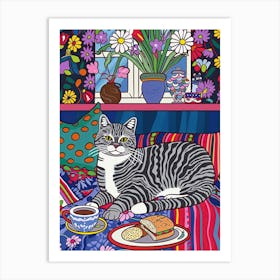 Tea Time With A American Shorthair 3 Art Print