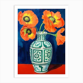 Flowers In A Vase Still Life Painting Poppy 2 Art Print