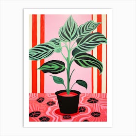 Pink And Red Plant Illustration Cast Iron Plant 3 Art Print