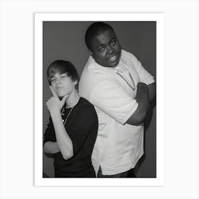 Justin Bieber And Sean Kingston Visit Y 100 Radio Station On February 6, 2010 In Miami, Florida Art Print