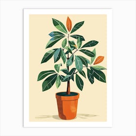 Money Tree Plant Minimalist Illustration 8 Art Print