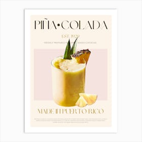 Pina Colada Cocktail Mid Century Art Print