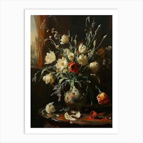 Baroque Floral Still Life Lisianthus 2 Art Print