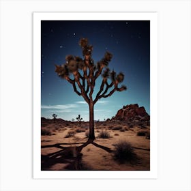  Photograph Of A Joshua Tree At Night  In A Sandy Desert 1 Art Print