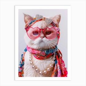 Cat In Glasses 1 Art Print