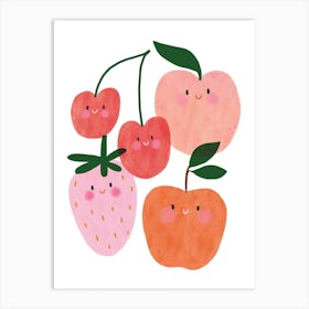 Nursery Kids Room Art Pink Baby Fruit Art Print