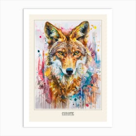 Coyote Colourful Watercolour 4 Poster Art Print