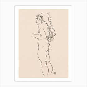 Standing Nude Girl, Facing Left (1918), Egon Schiele Art Print