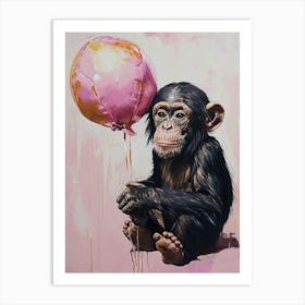 Cute Bonobo 1 With Balloon Art Print