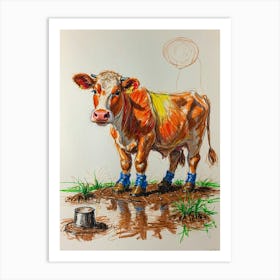 Cow In Boots 1 Art Print