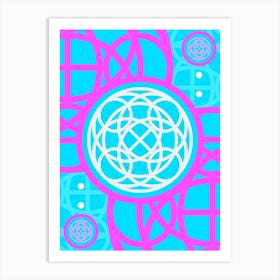 Geometric Glyph in White and Bubblegum Pink and Candy Blue n.0047 Art Print