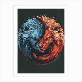 Badass Lion And Wolf 9 Art Print