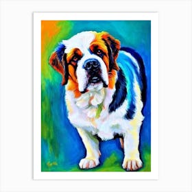 St Bernard Fauvist Style Dog Art Print