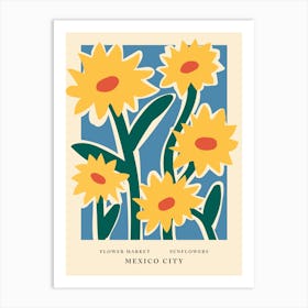 Flower Market Mexico City, Sunflowers Art Print