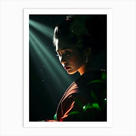 Geisha In Sun Light - Diverse Art Illustration 55 Art Print