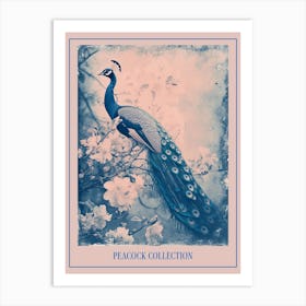 Peacock In The Meadow Cyanotype Inspired 3 Poster Art Print