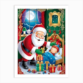 Santa Claus With Gifts Art Print