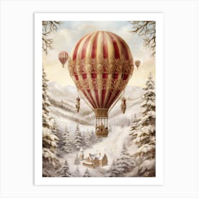 Hot Air Balloon In The Snow Art Print