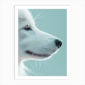 White Dog Portrait.Generated AI. Wall Art Print Art Print