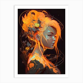 Yellow Flower Lady Art Print