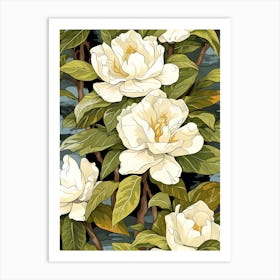 Floral Pattern With White Flowers 1 Art Print