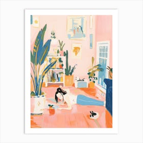 Girl Yoga Lo Fi Kawaii Illustration 3 Art Print