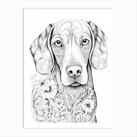 Weimaraner Dog, Line Drawing 3 Art Print