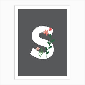 Bedroom Decor White Floral Letters 19 Art Print