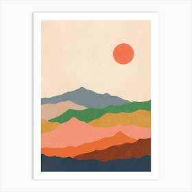 Landscape -Boho Art Sun Mountain Art Print