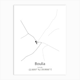 Boulia,Australia Minimalist Map Art Print