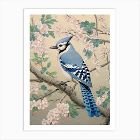 Ohara Koson Inspired Bird Painting Blue Jay 2 Art Print